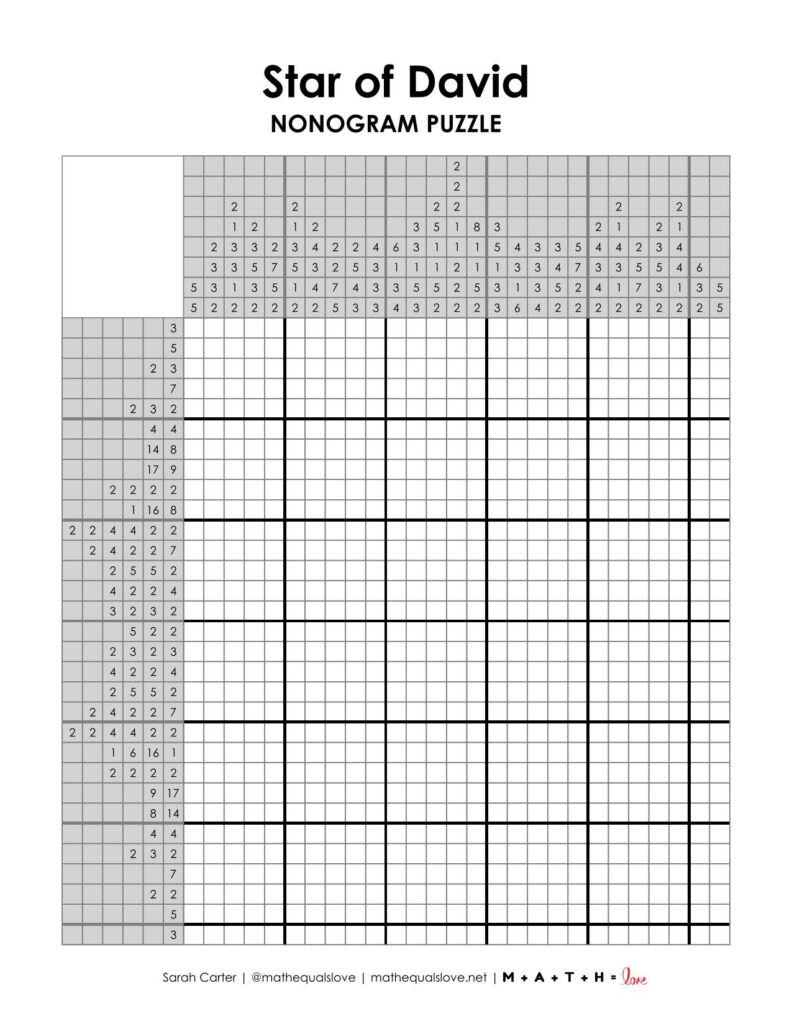 Star of David Nonogram Logic Puzzle.
