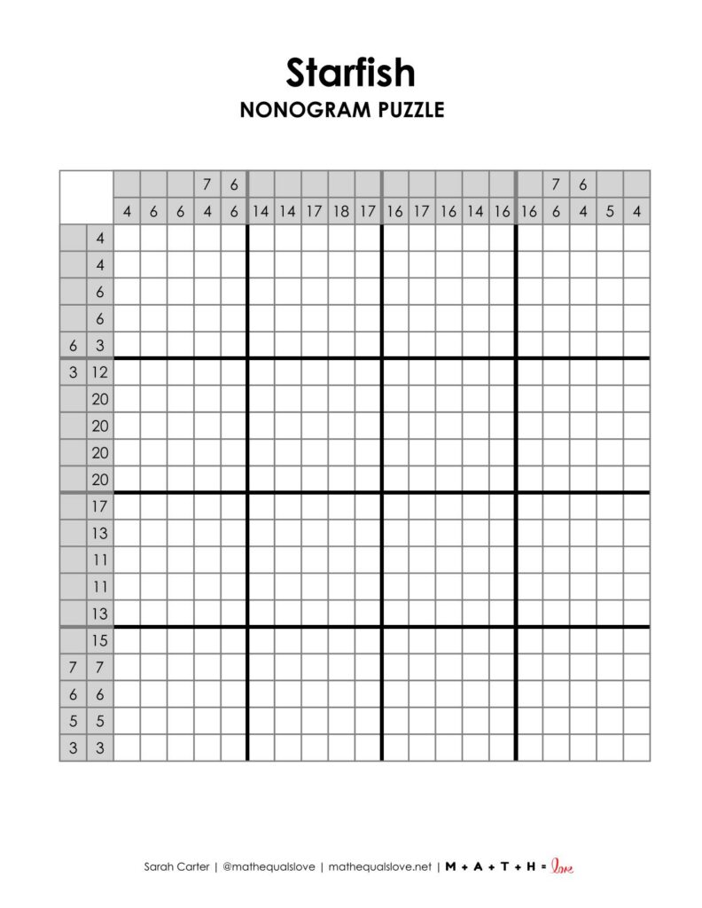 starfish nonogram puzzle.