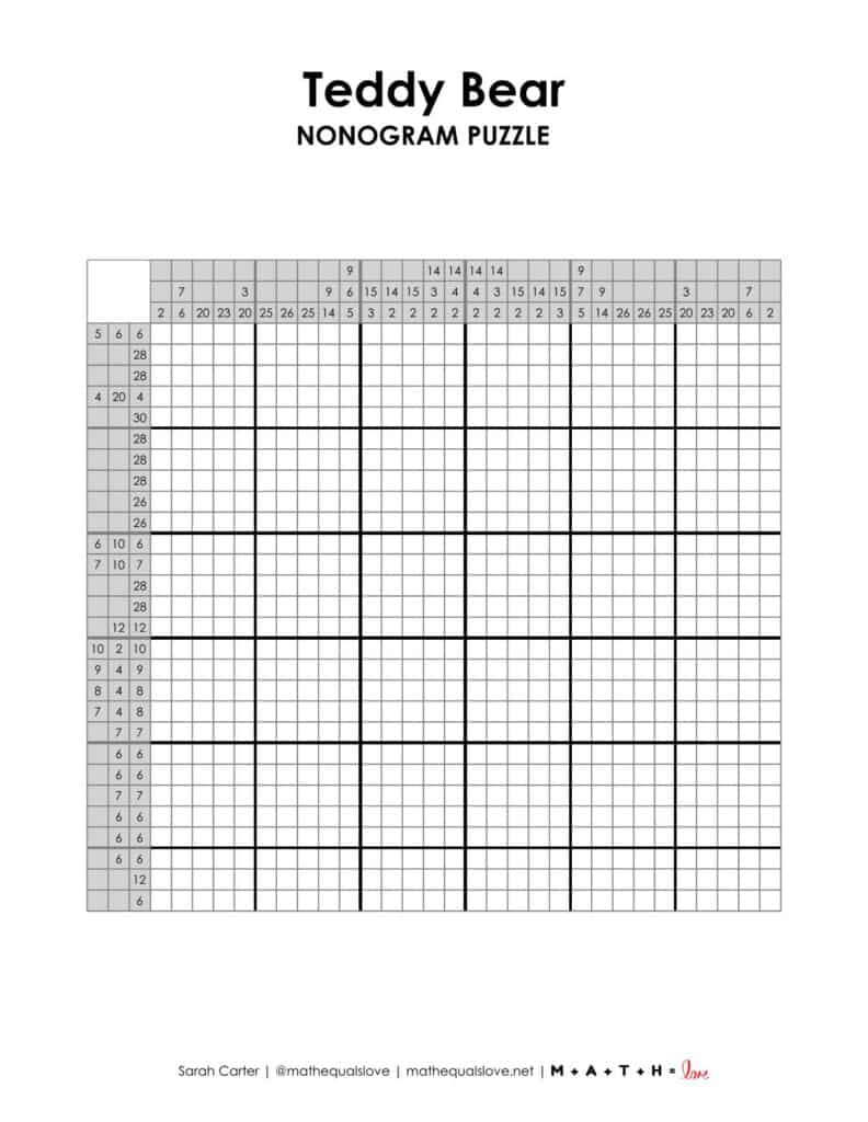 screenshot of teddy bear nonogram puzzle.