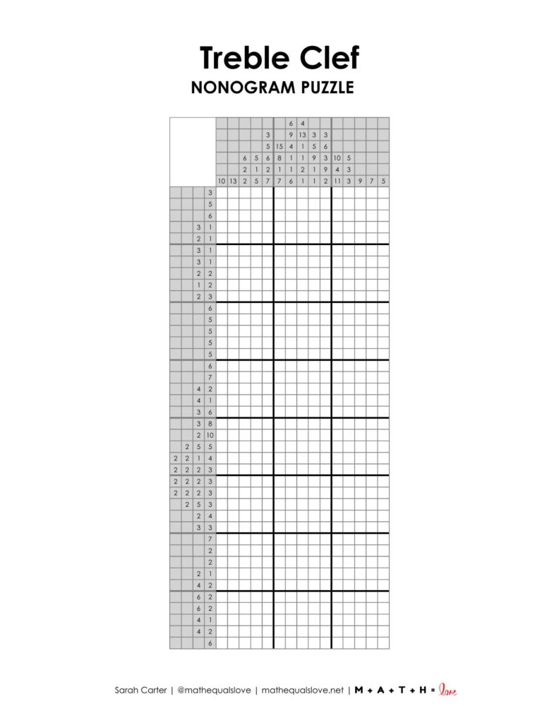 screenshot of treble clef nonogram puzzle.