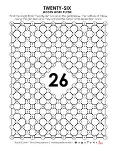 Twenty-Six Hidden Word Puzzle for New Years 2026 | Math = Love