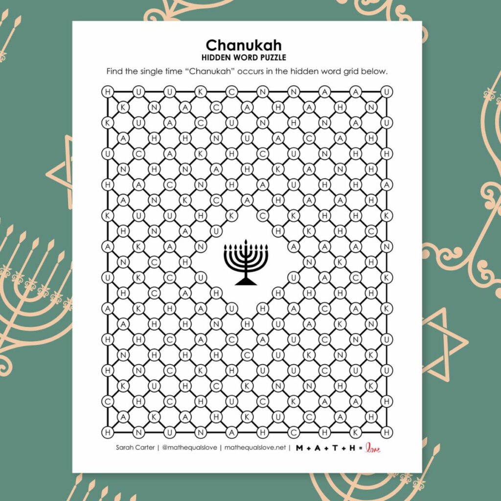 chanukah hidden word puzzle.