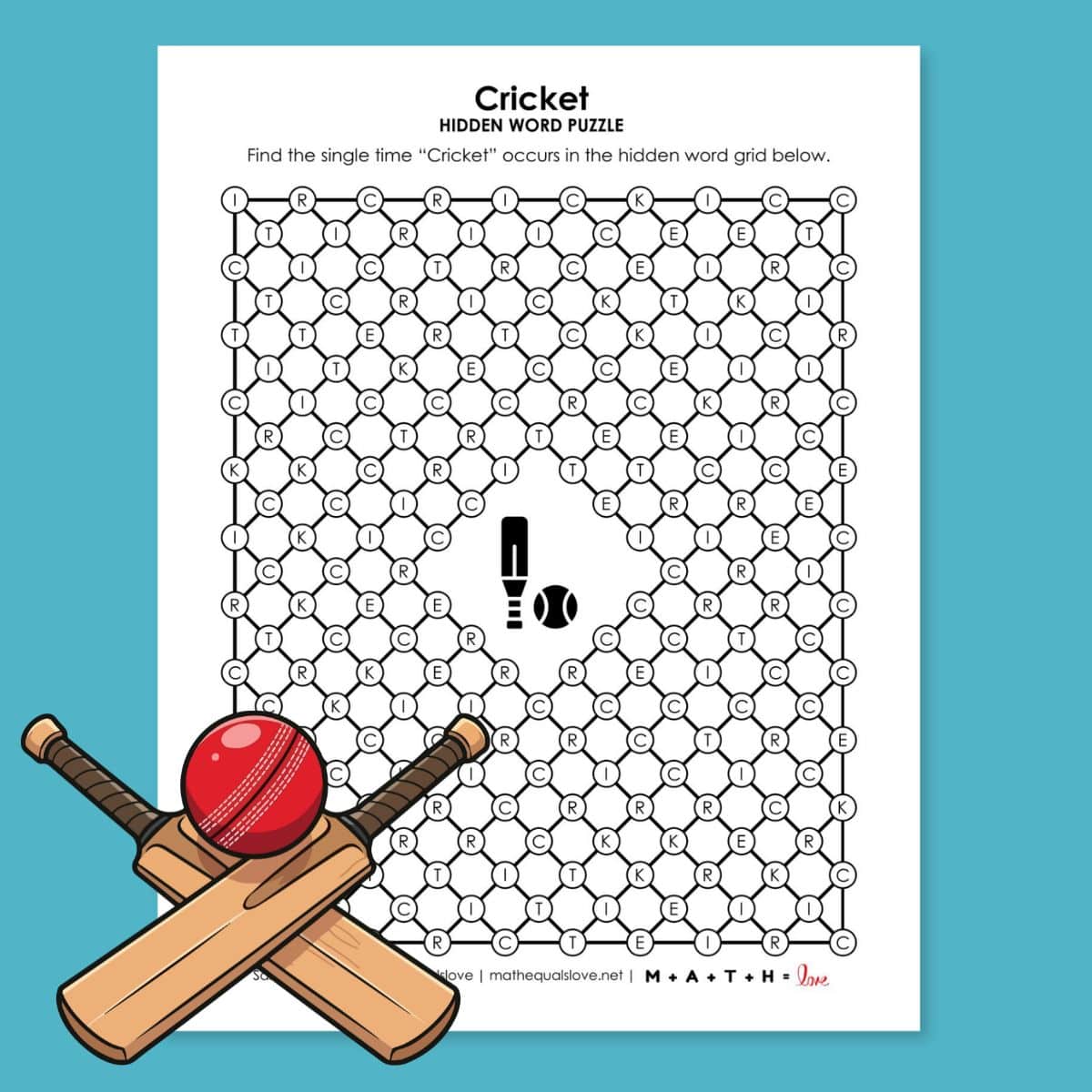 cricket hidden word puzzle.