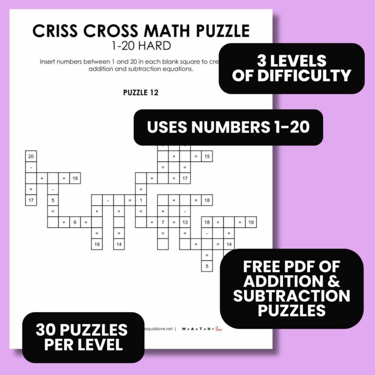 Addition Puzzles Collection | Math = Love