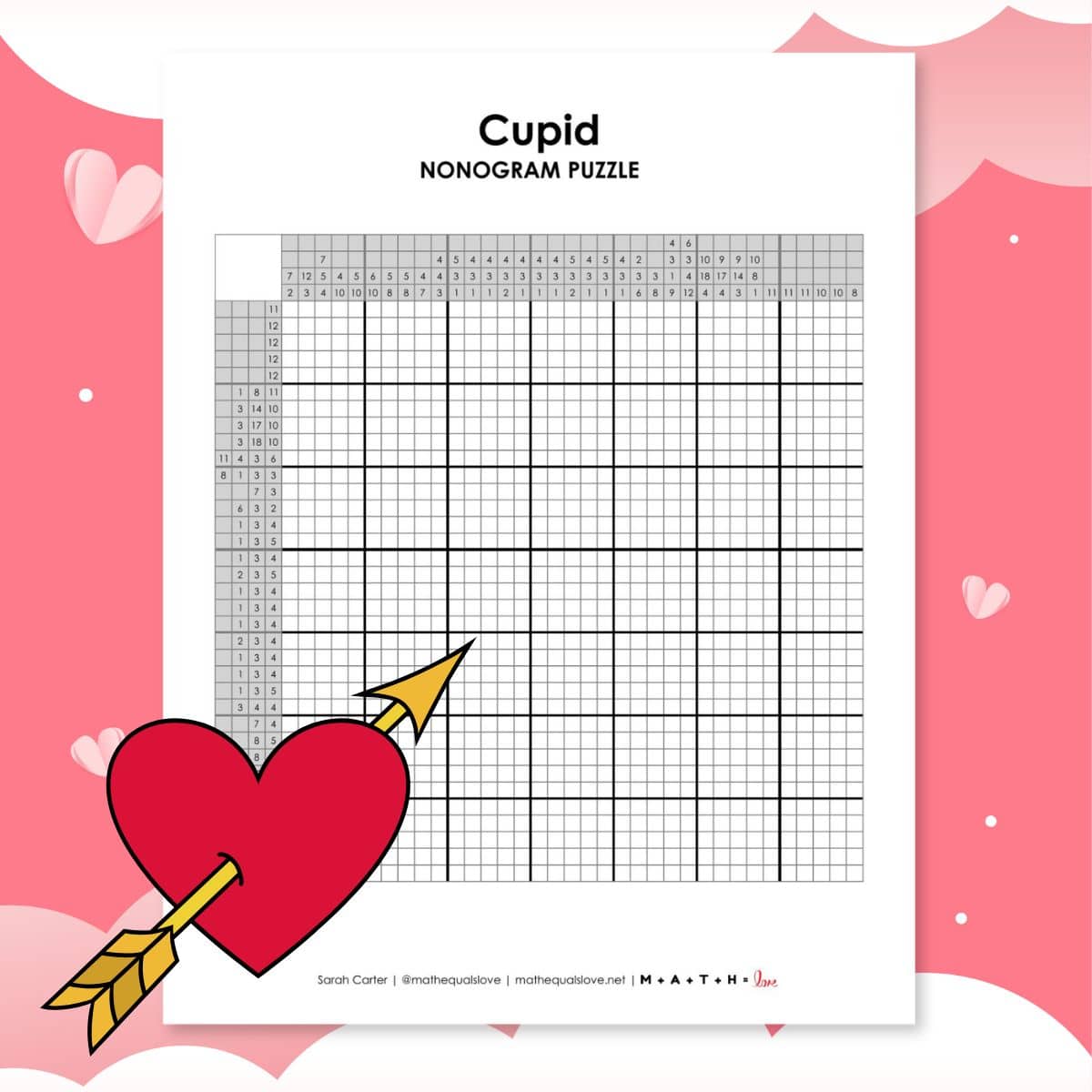 cupid nonogram puzzle for valentine's day.