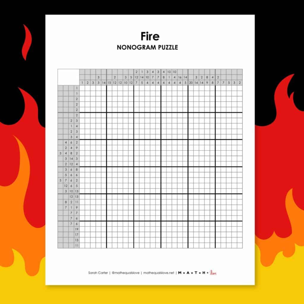 fire nonogram puzzle.