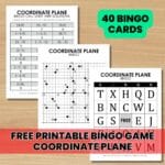 graphing ordered pairs on the coordinate plane algebra bingo game - free printable pdf.