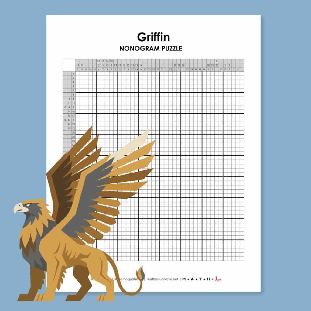 griffin nonogram puzzle free printable pdf.
