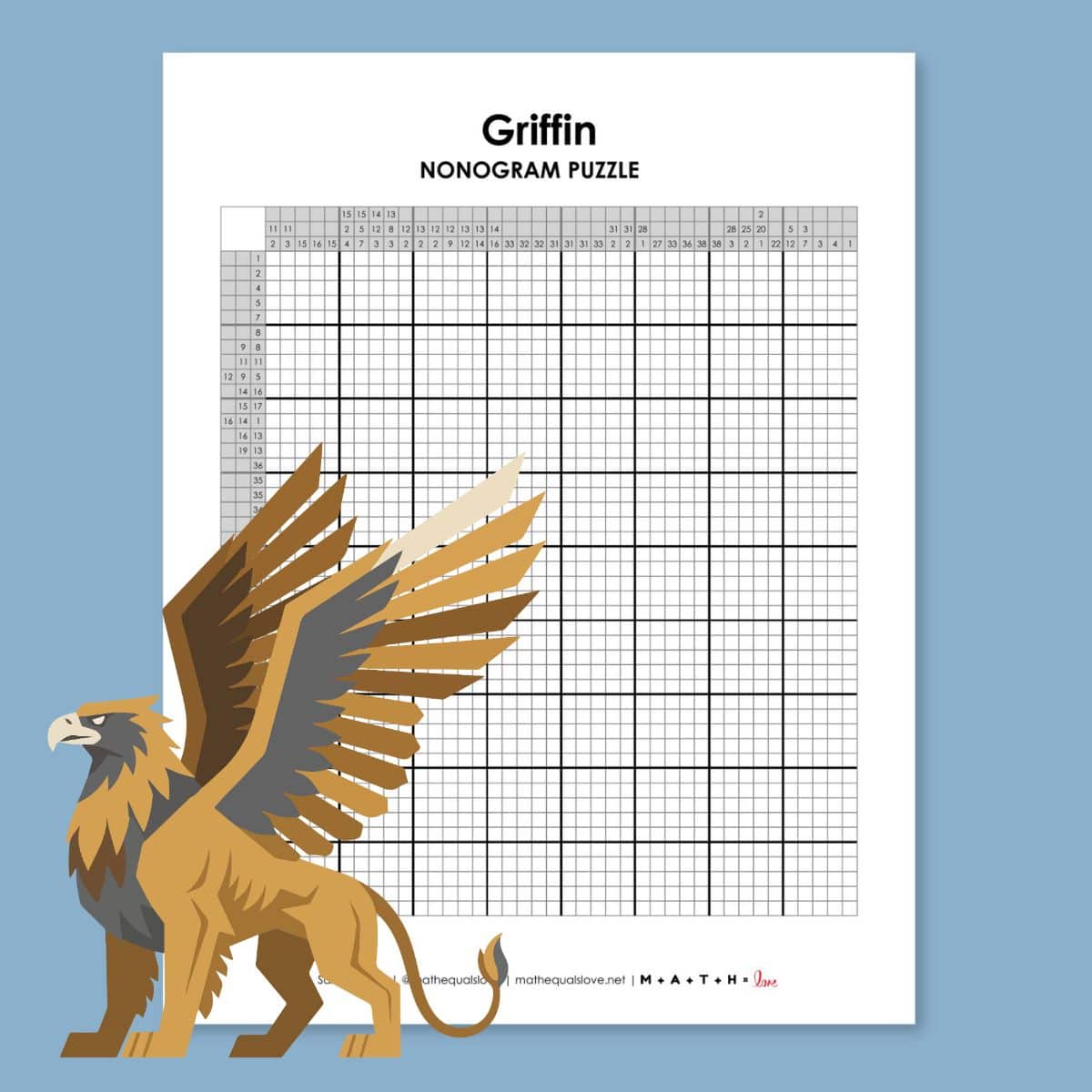 griffin nonogram puzzle free printable pdf.