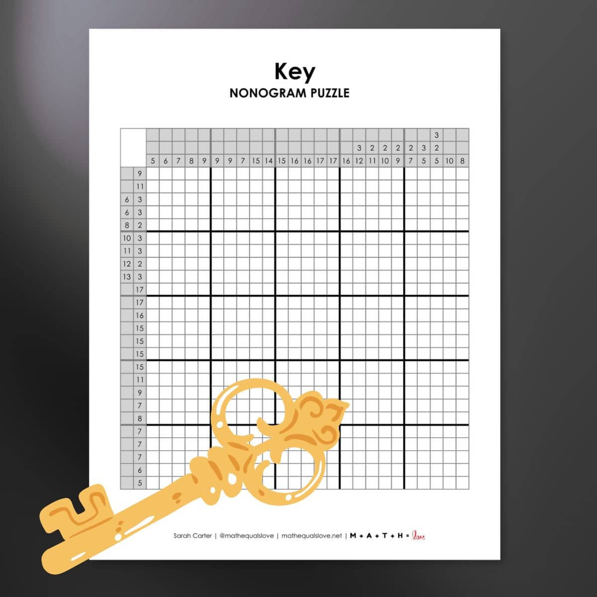key nonogram logic puzzle free printable pdf.