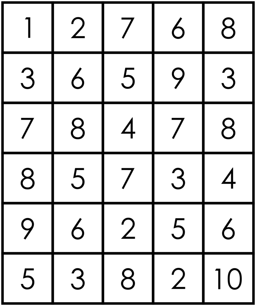 number chain 1-10 example puzzle.