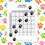 paw print nonogram puzzle free printable pdf.
