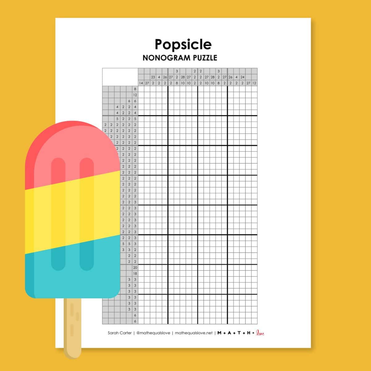 popsicle nonogram puzzle for summer.