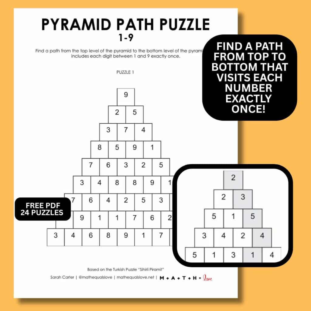 1-9 pyramid path puzzle.