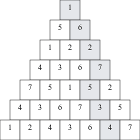 sample solution image for pyramid path puzzle.
