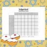 sufganiyot jelly donut logic puzzle nonogram for hanukkah.