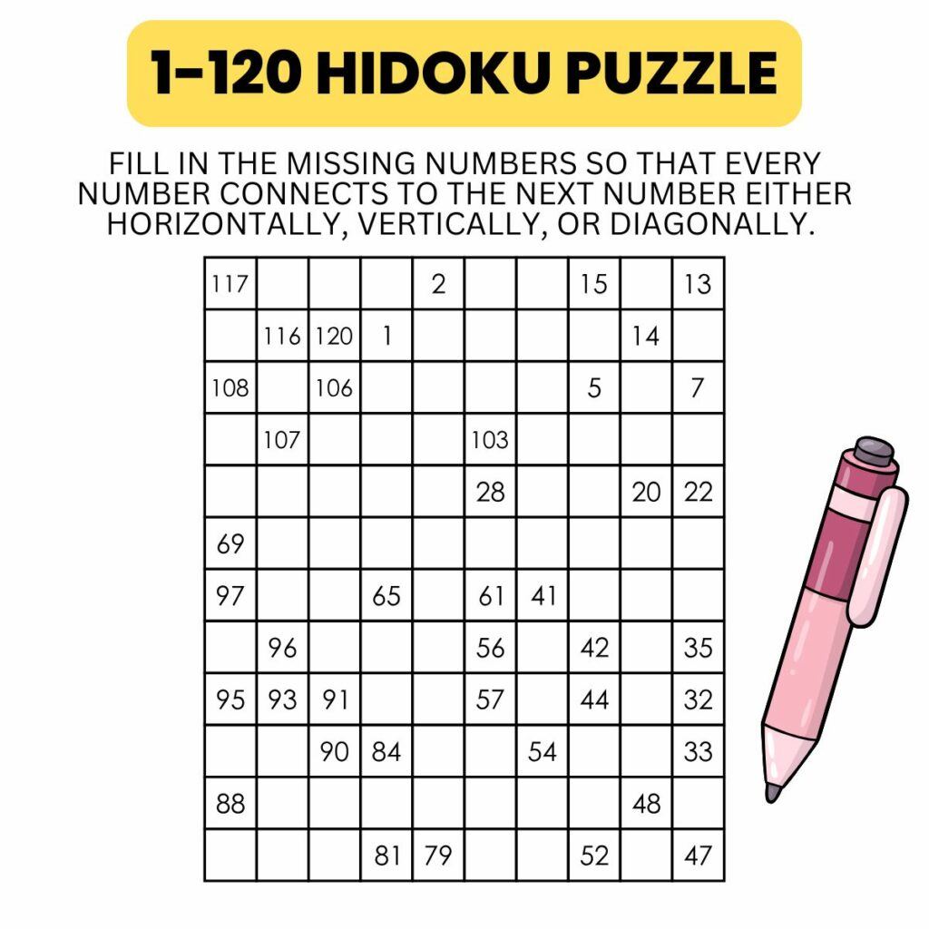 1-120 hidoku puzzle instructions