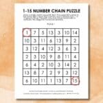 1-15 number chain puzzles.
