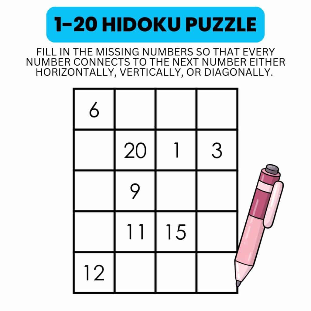 1-20 hidoku puzzle instructions