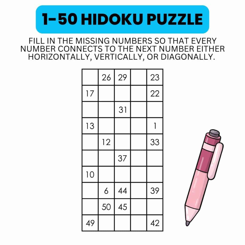 1-50 hidoku puzzle instructions.