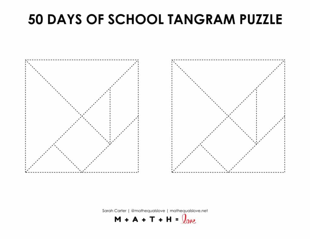 printable tangram pieces for 50th day of school tangram puzzle.