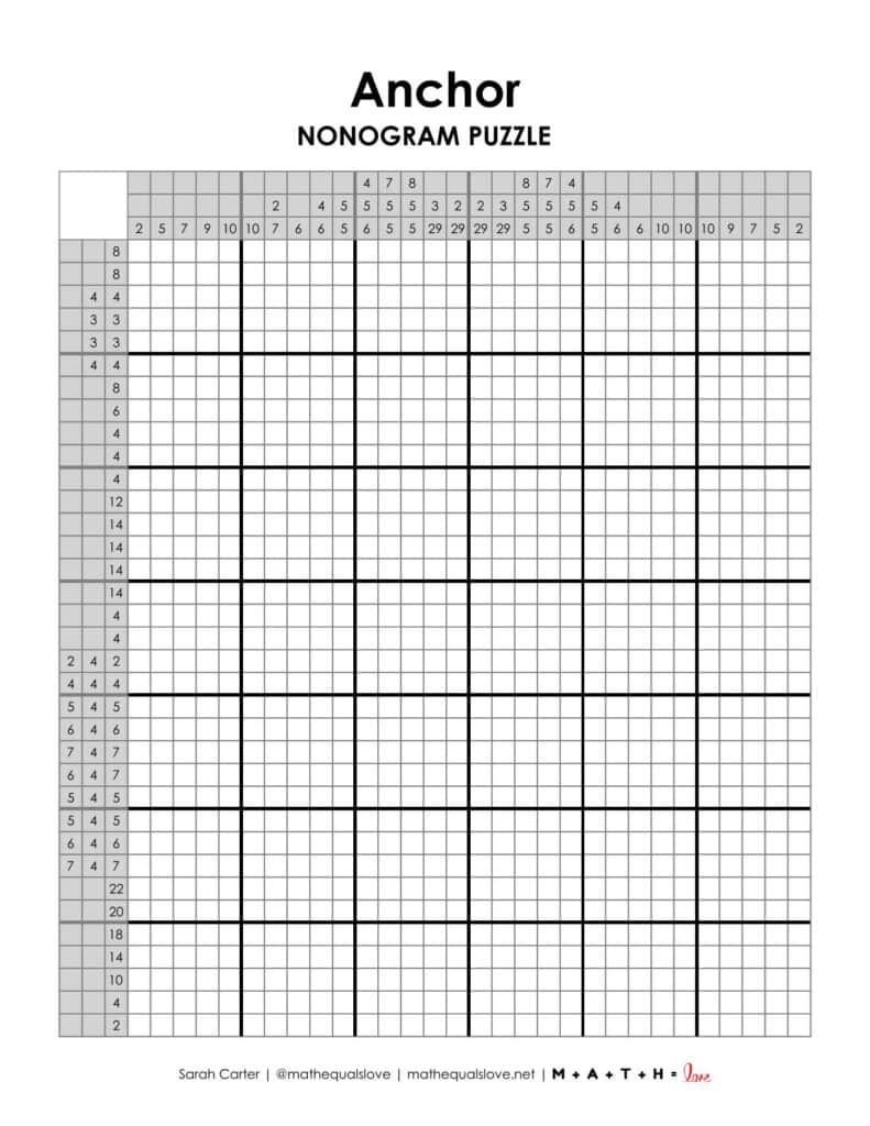 screenshot of anchor nonogram puzzle.