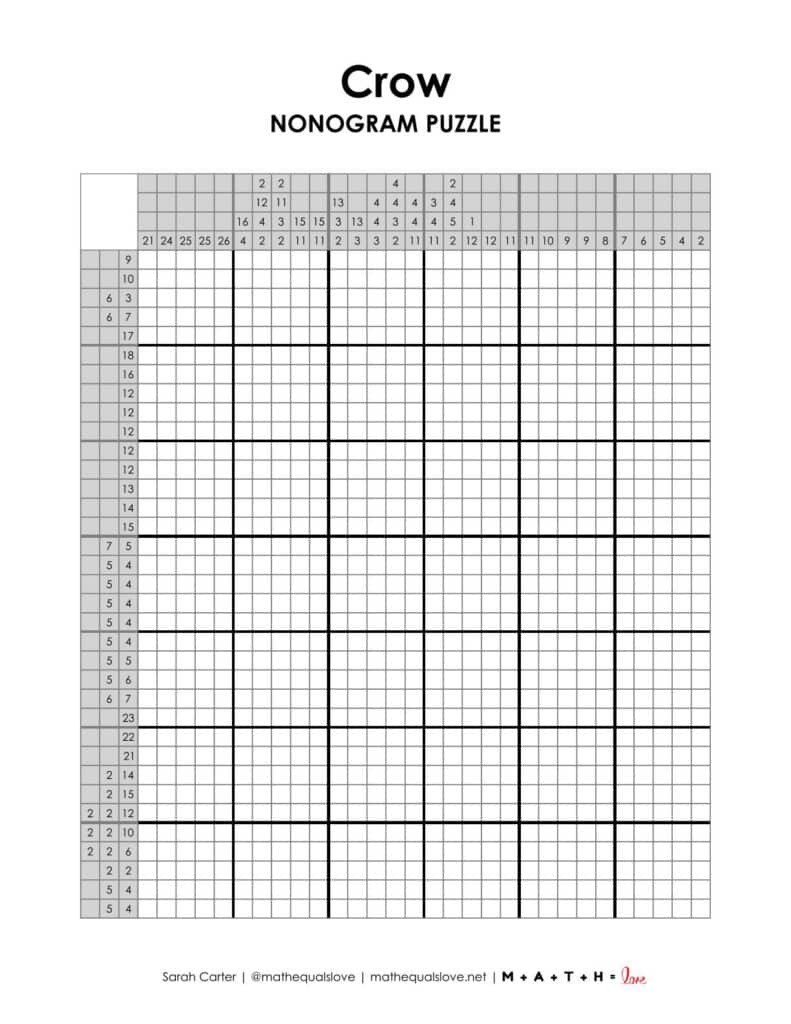 screenshot of crow nonogram puzzle.