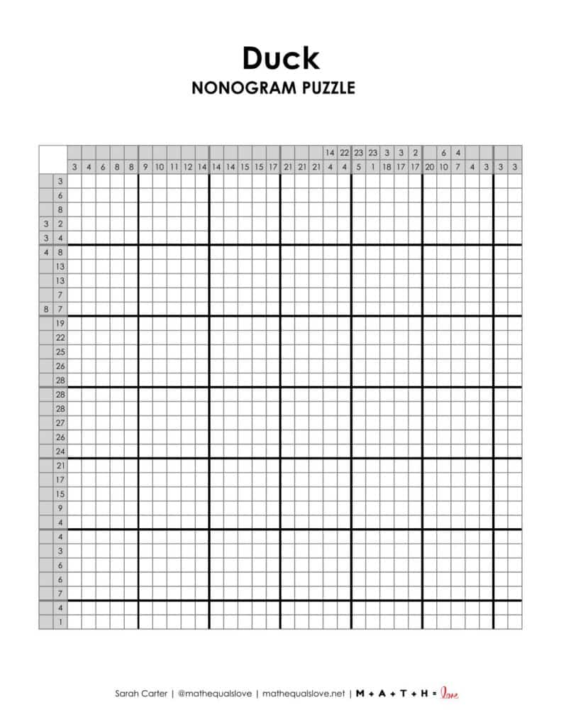 screenshot of duck nonogram puzzle.