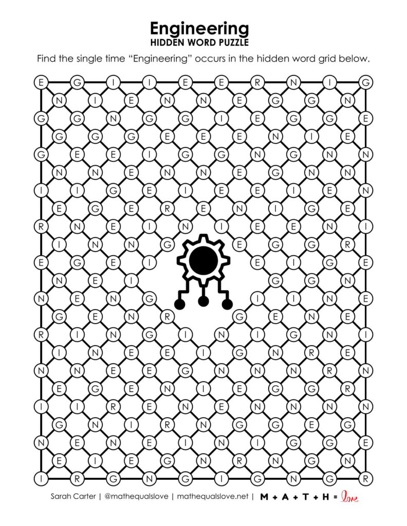 screenshot of engineering hidden word puzzle.