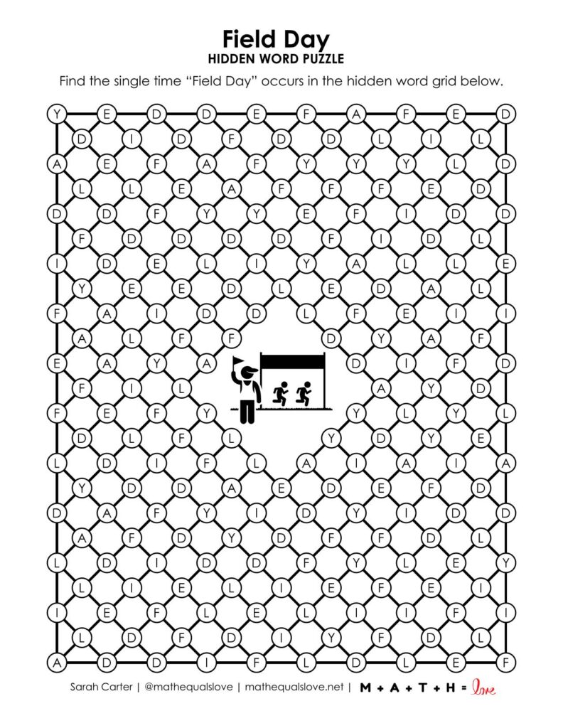 Screenshot of Field Day Hidden Word Puzzle.