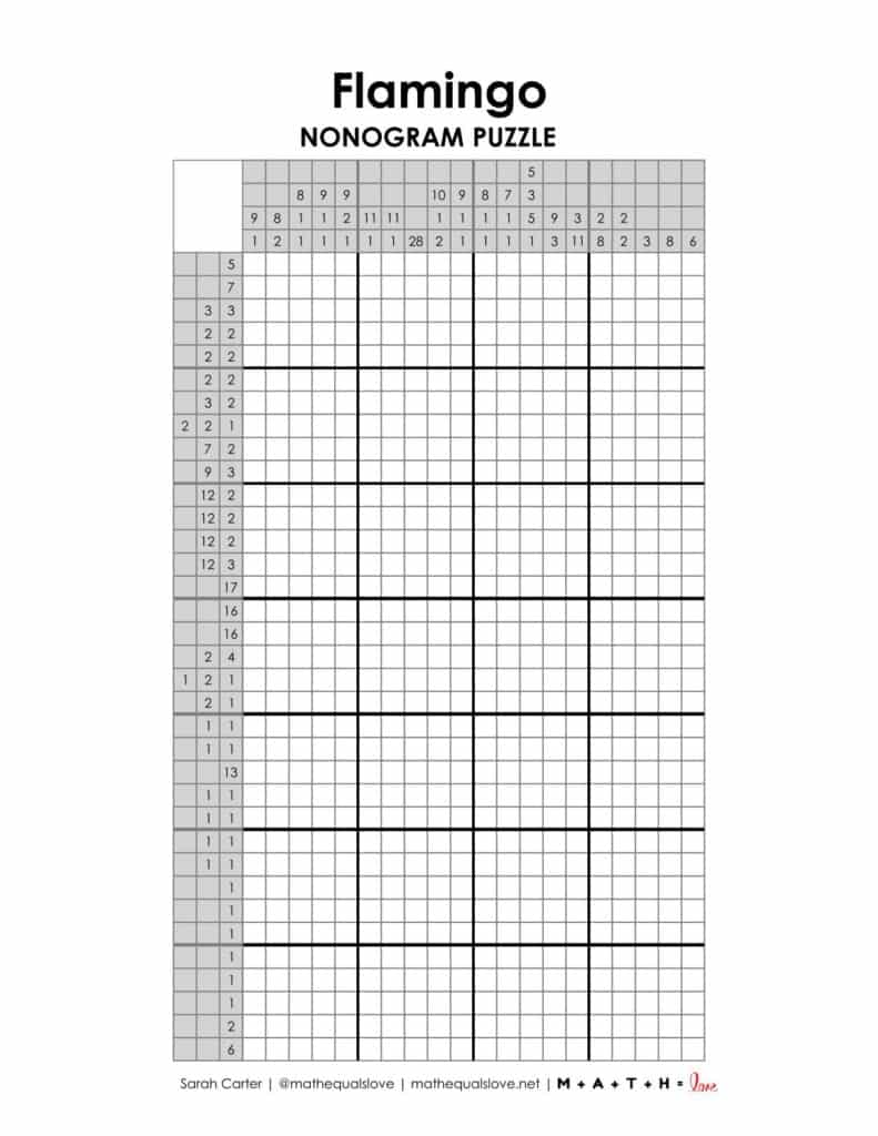 screenshot of flamingo nonogram puzzle.