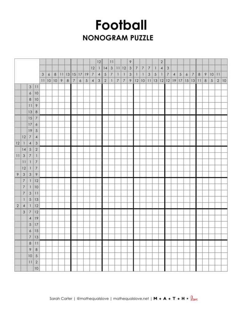 screenshot of american football nonogram puzzle.
