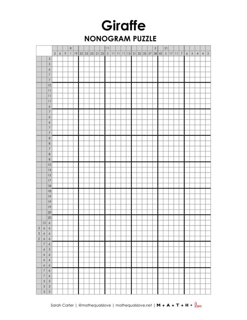 screenshot of giraffe nonogram puzzle.