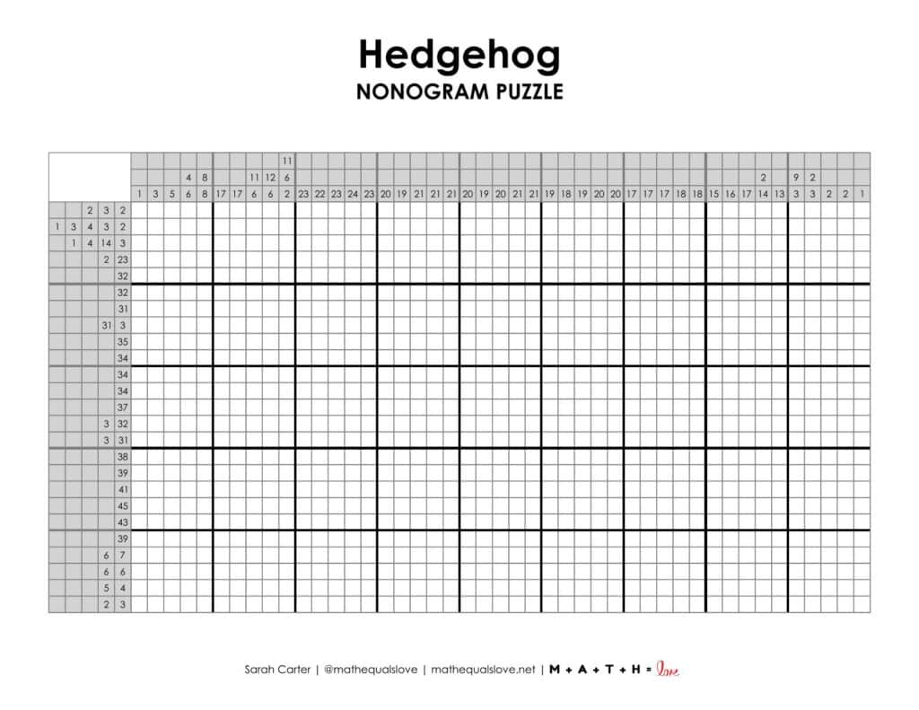 screenshot of hedgehog nonogram puzzle.