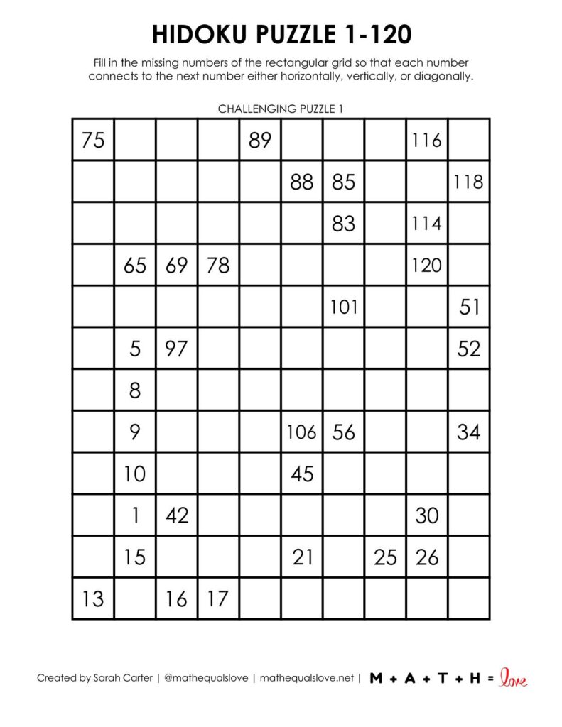 1-120 hidoku puzzle level challenging.