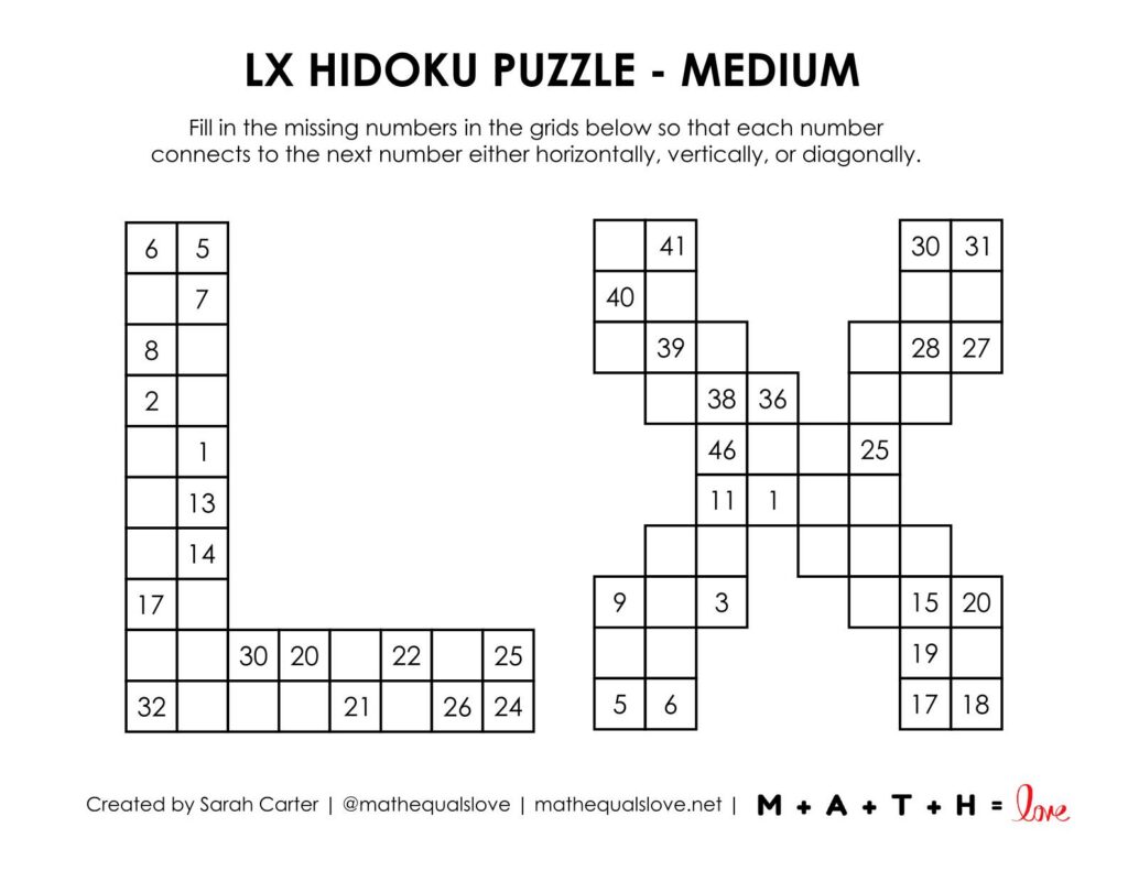 lx hidoku puzzles level medium.