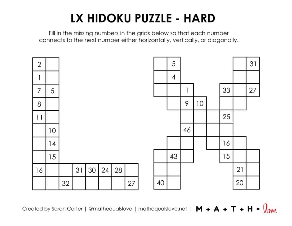 lx hidoku puzzles level hard.