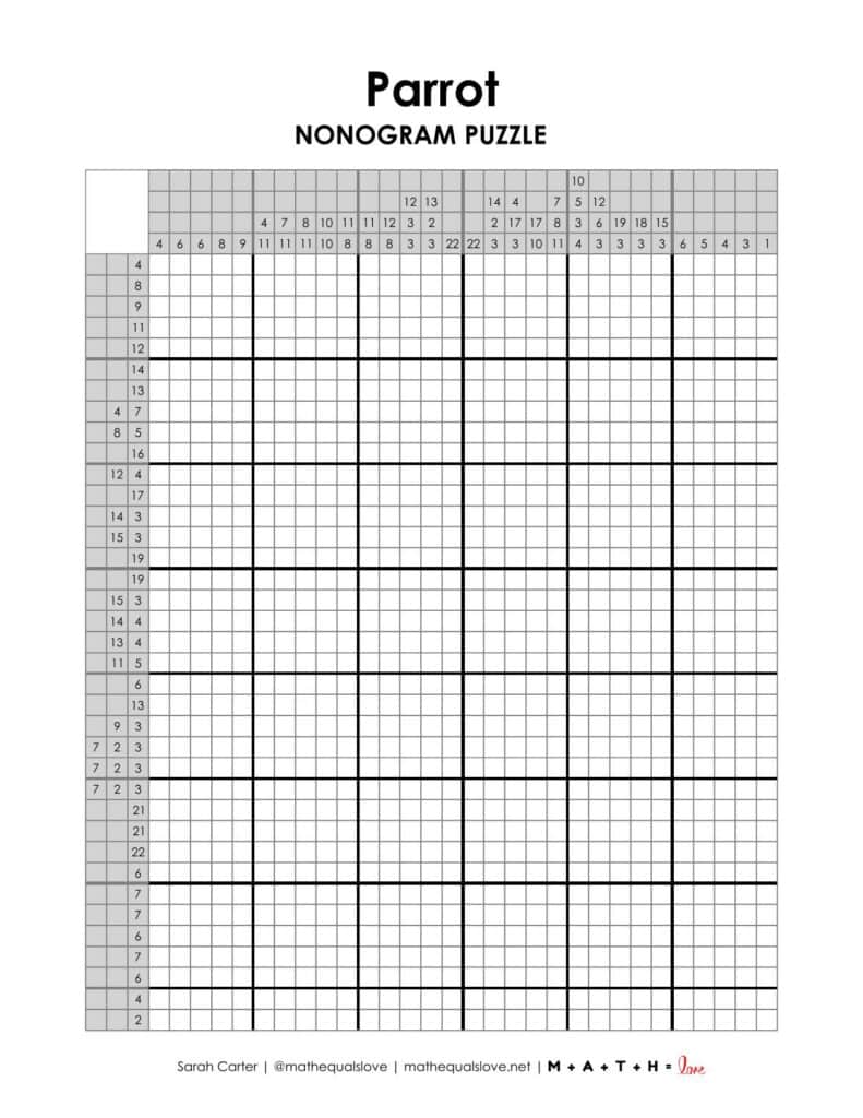 parrot nonogram puzzle screenshot.