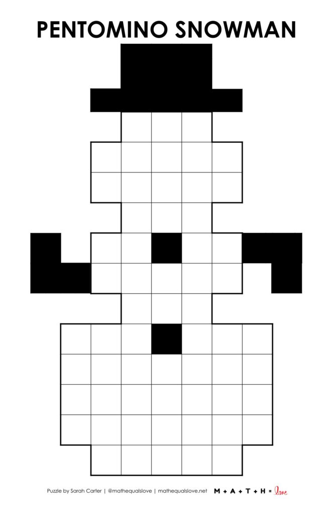 screenshot of pentominoes snowman puzzle.