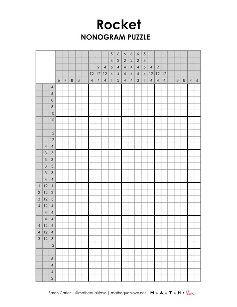 screenshot of rocket nonogram puzzle.