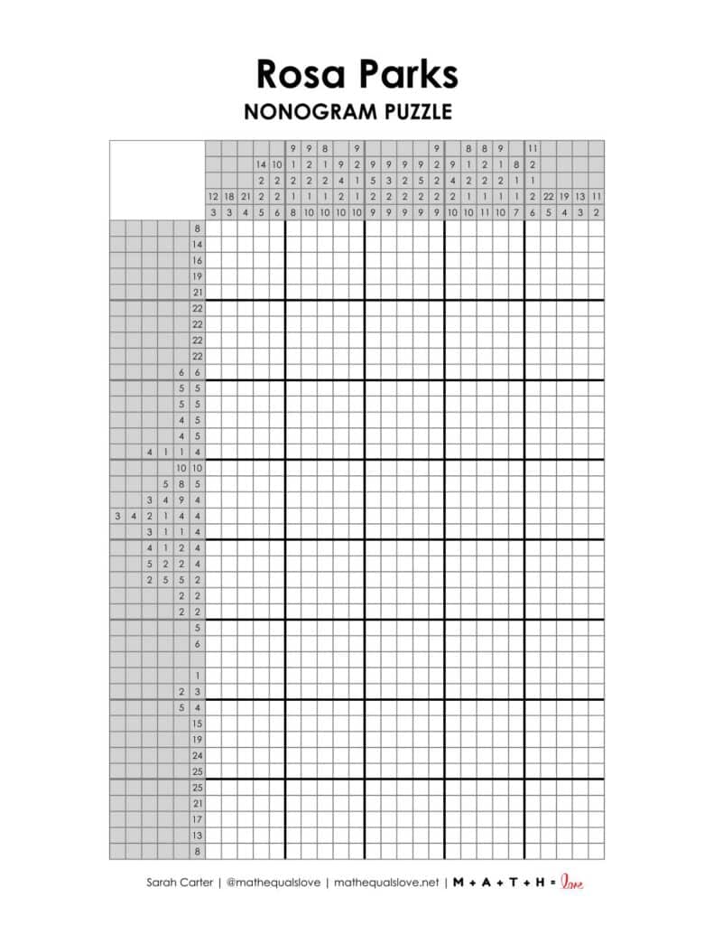 screenshot of rosa parks nonogram puzzle.