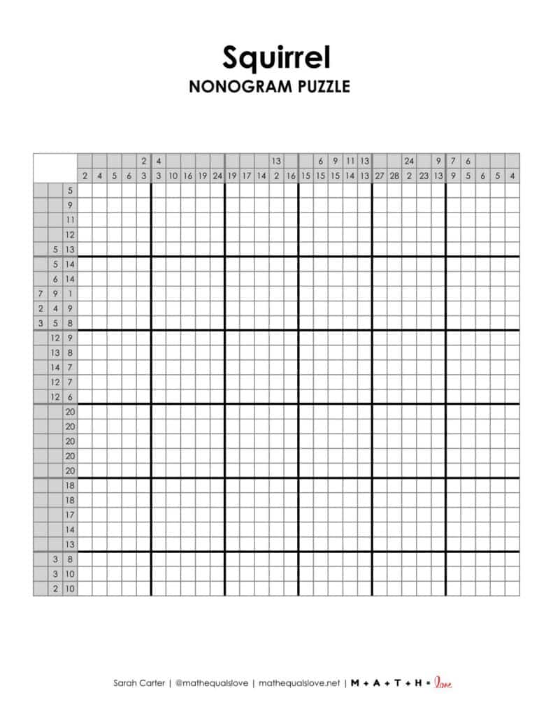 screenshot of squirrel nonogram puzzle.