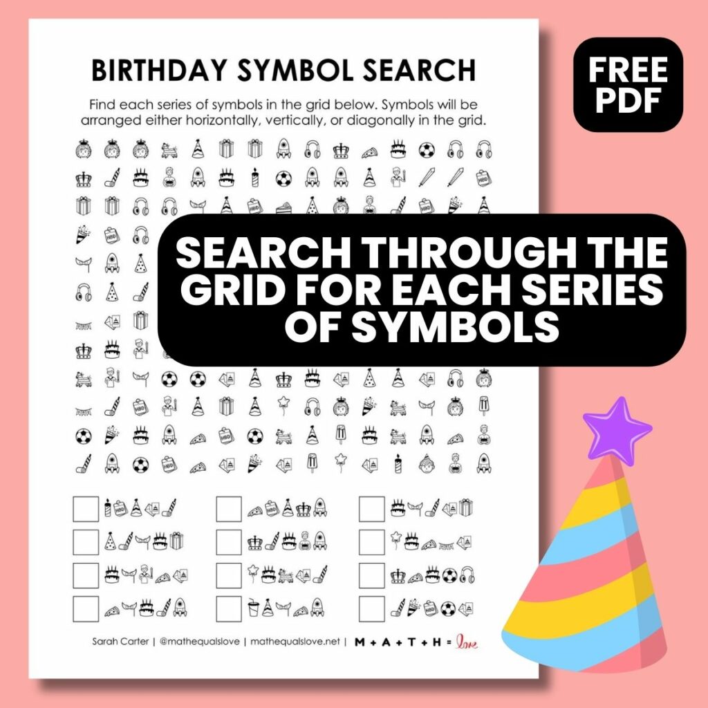 birthday symbol search puzzle.