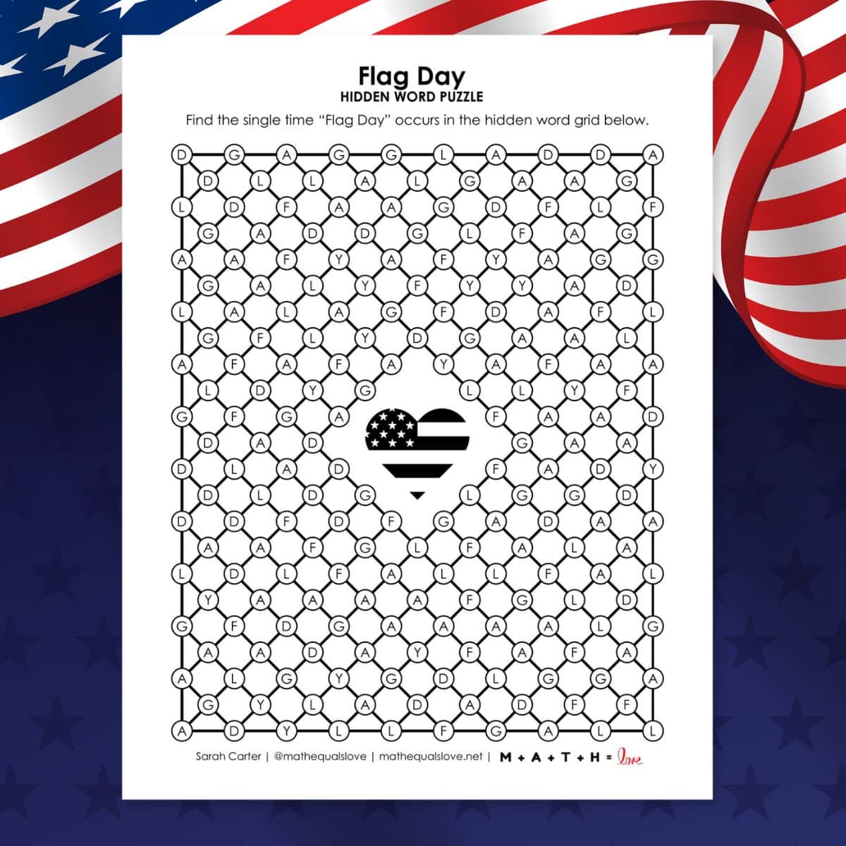 flag day hidden word puzzle.