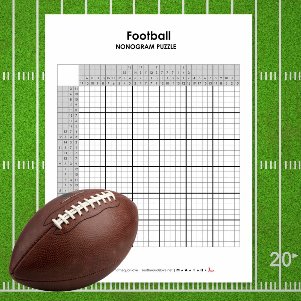 american football nonogram puzzle - free printabl pdf.