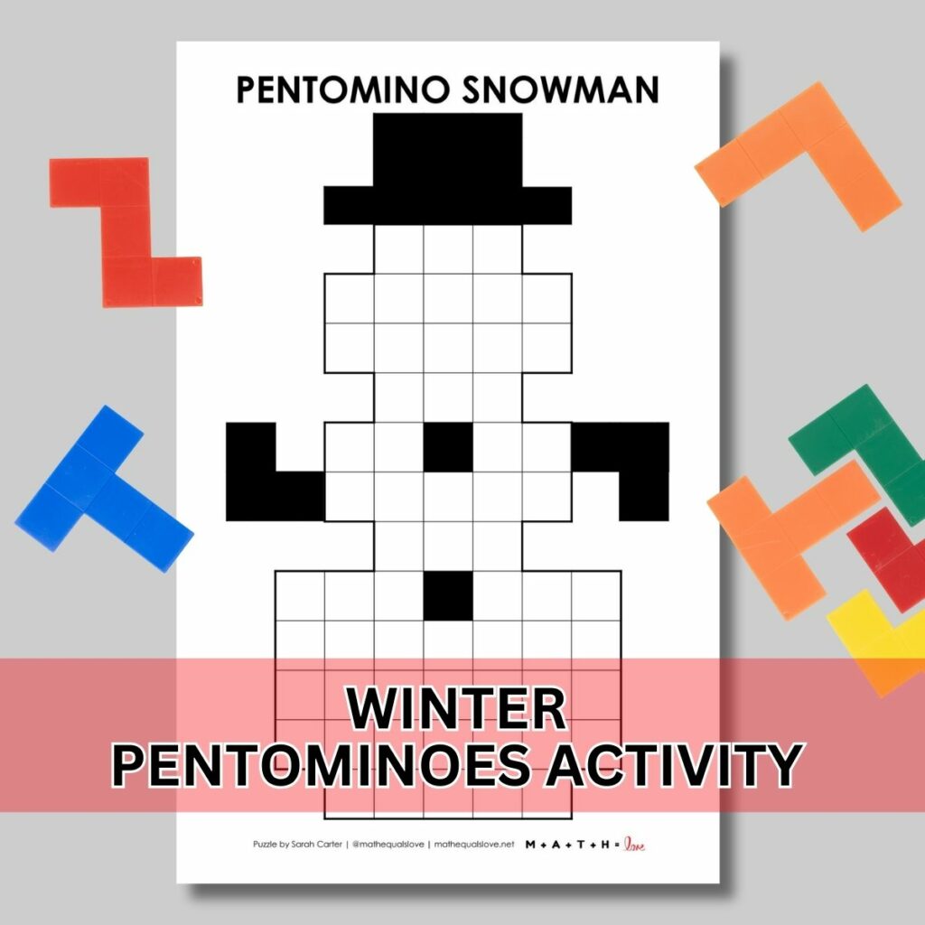pentominoes snowman puzzle for winter.