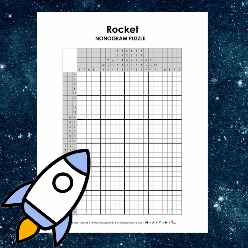 space rocket nonogram puzzle.