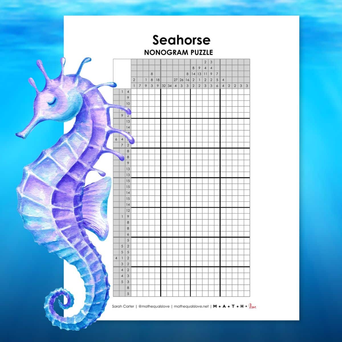 seahorse nonogram puzzle.