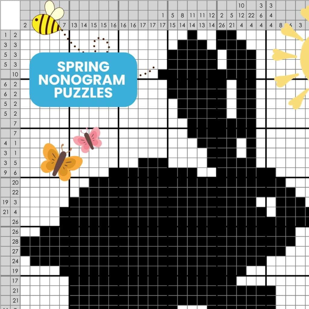 spring nonogram puzzles - free printable pdf.