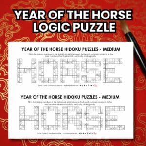 Year of the Horse Hidden Word Puzzle | Math = Love